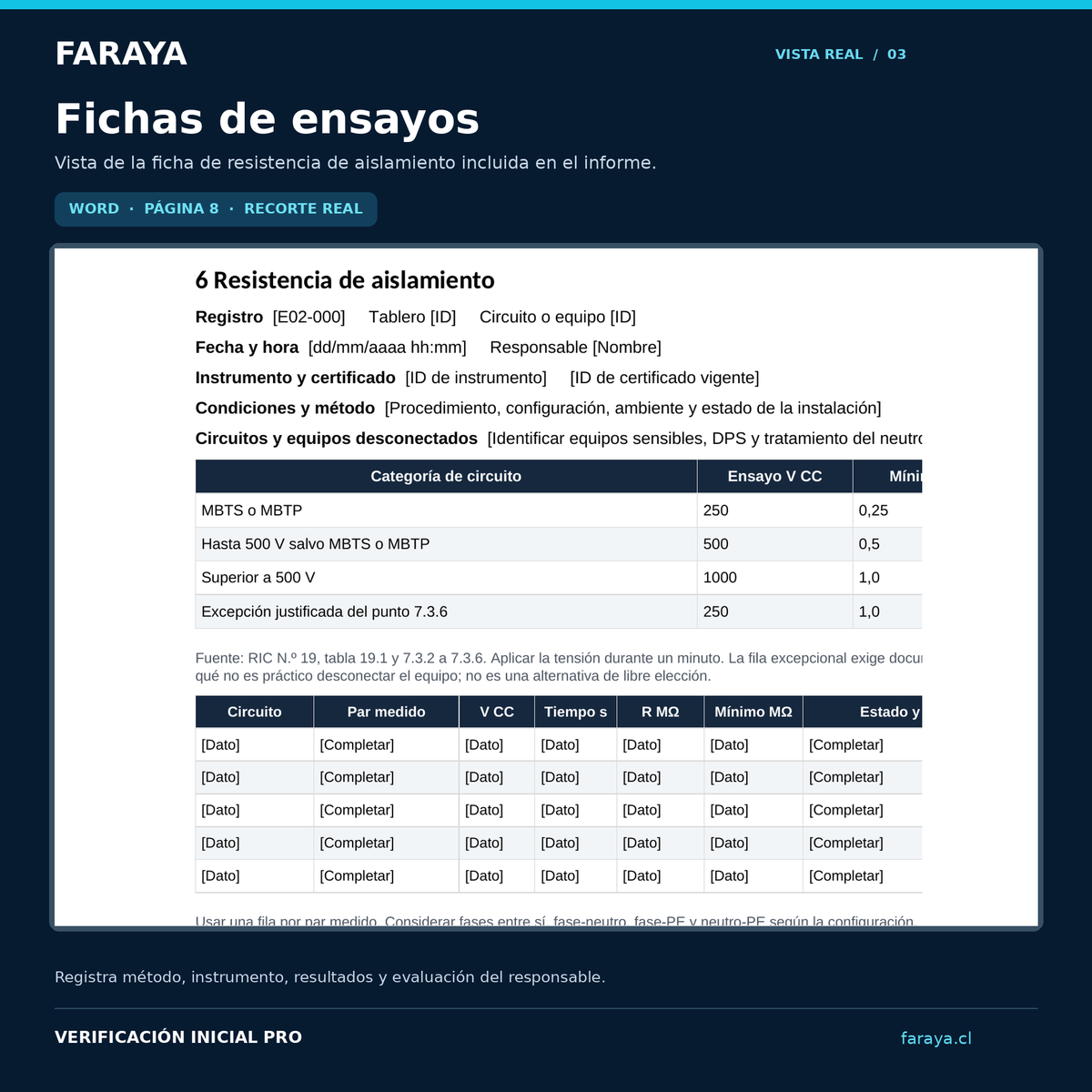 FARAYA Verificación Inicial PRO | Informe Word + Registro Excel para proyectos TE‑1
