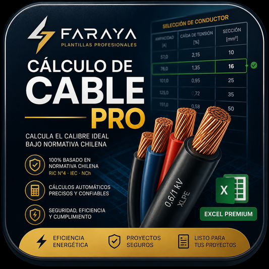 FARAYA CableCalc PRO™ | Calculadora Profesional de Calibre de Conductores | Normativa Chilena RIC & NCh | Excel Premium