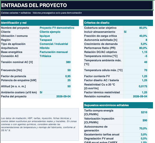 FARAYA Solar Design PRO | Calculadora Fotovoltaica para Paneles, Baterías e Inversores – SEC Chile