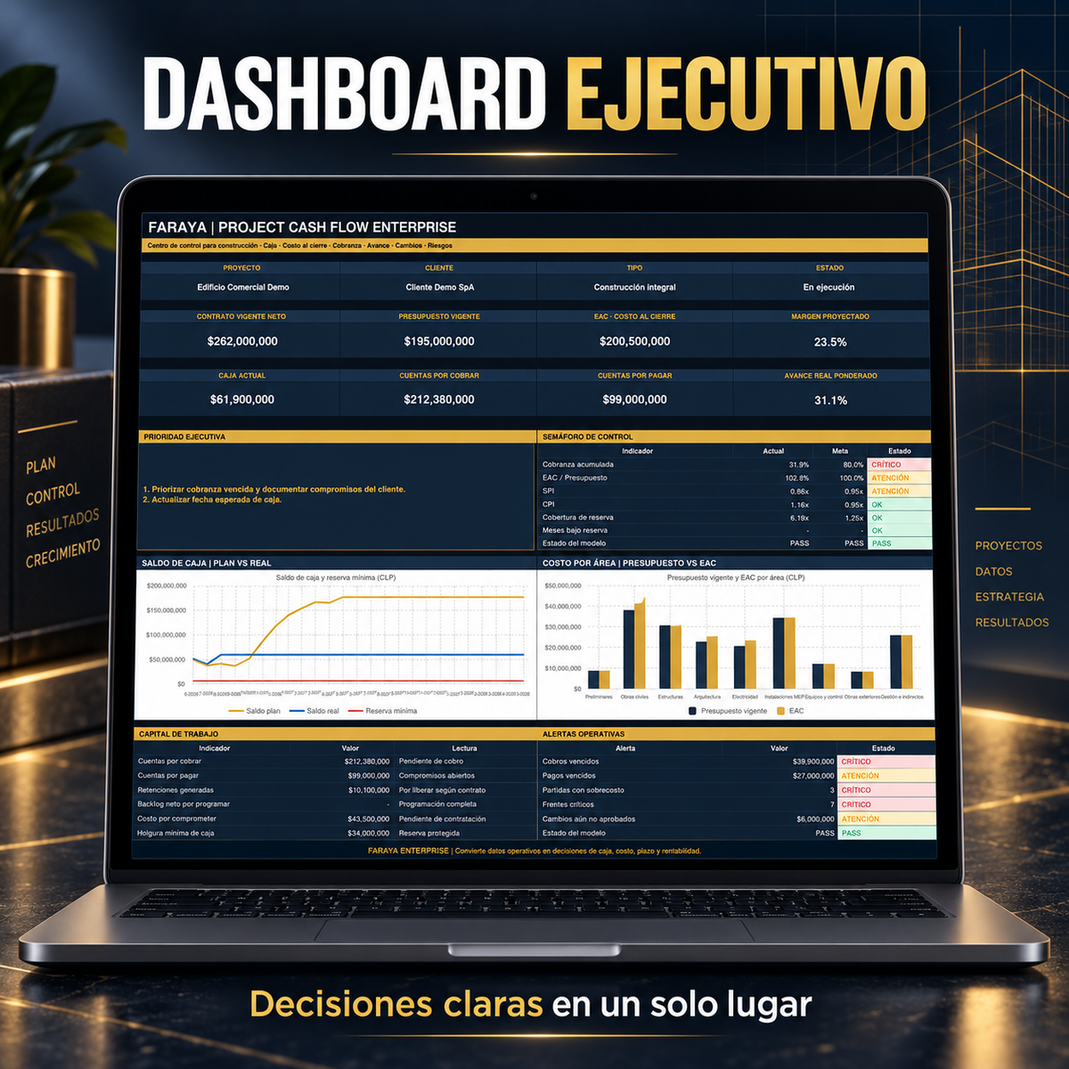 FARAYA Project Cash Flow PRO | Control de Flujo de Caja y Rentabilidad por Proyecto en Excel