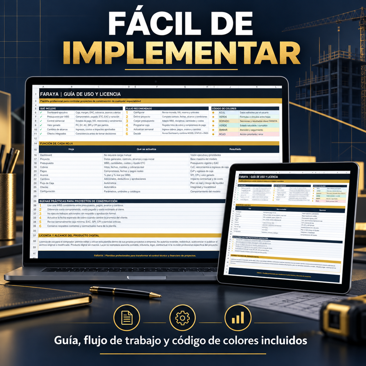 FARAYA Project Cash Flow PRO | Control de Flujo de Caja y Rentabilidad por Proyecto en Excel